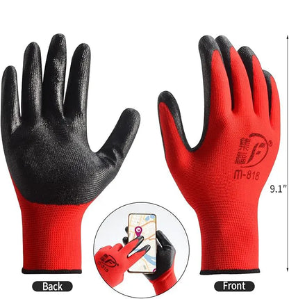 Gants de manutention pour tous travaux en nitrile, Gants de jardinage respirants avec revêtement en caoutchouc - SQES