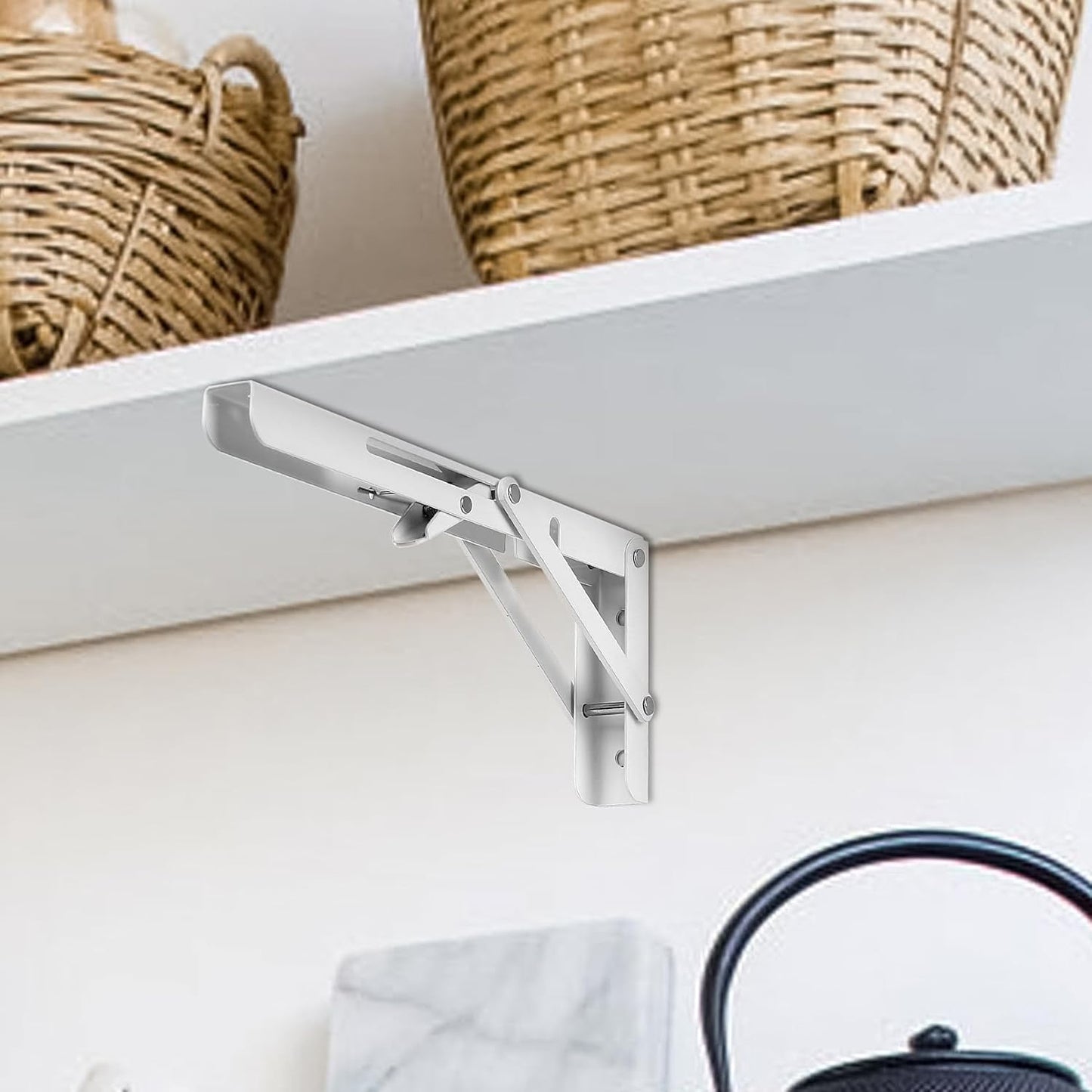 Support etagère Pliante Blanc – Pack de 2 Consoles - 35 CM