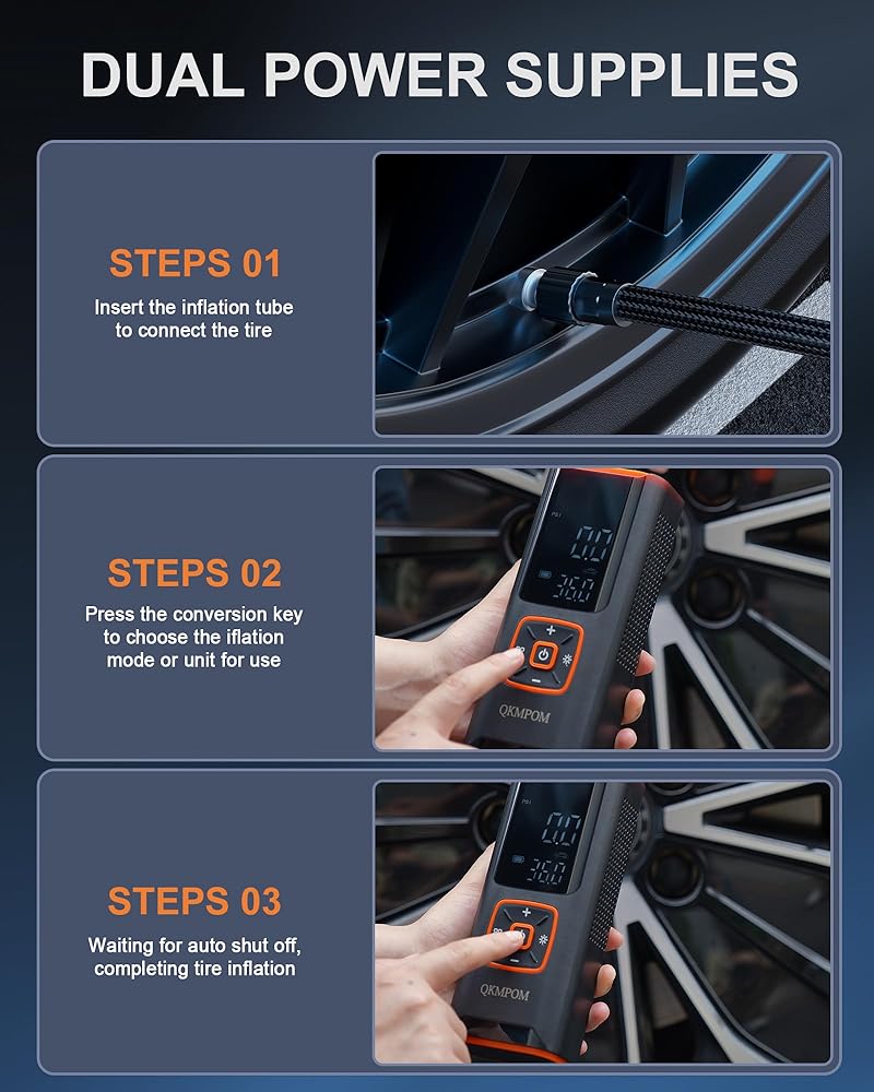 Compresseur Air Portable 180 PSI - Gonfleur Pneu Sans Fil - 50W