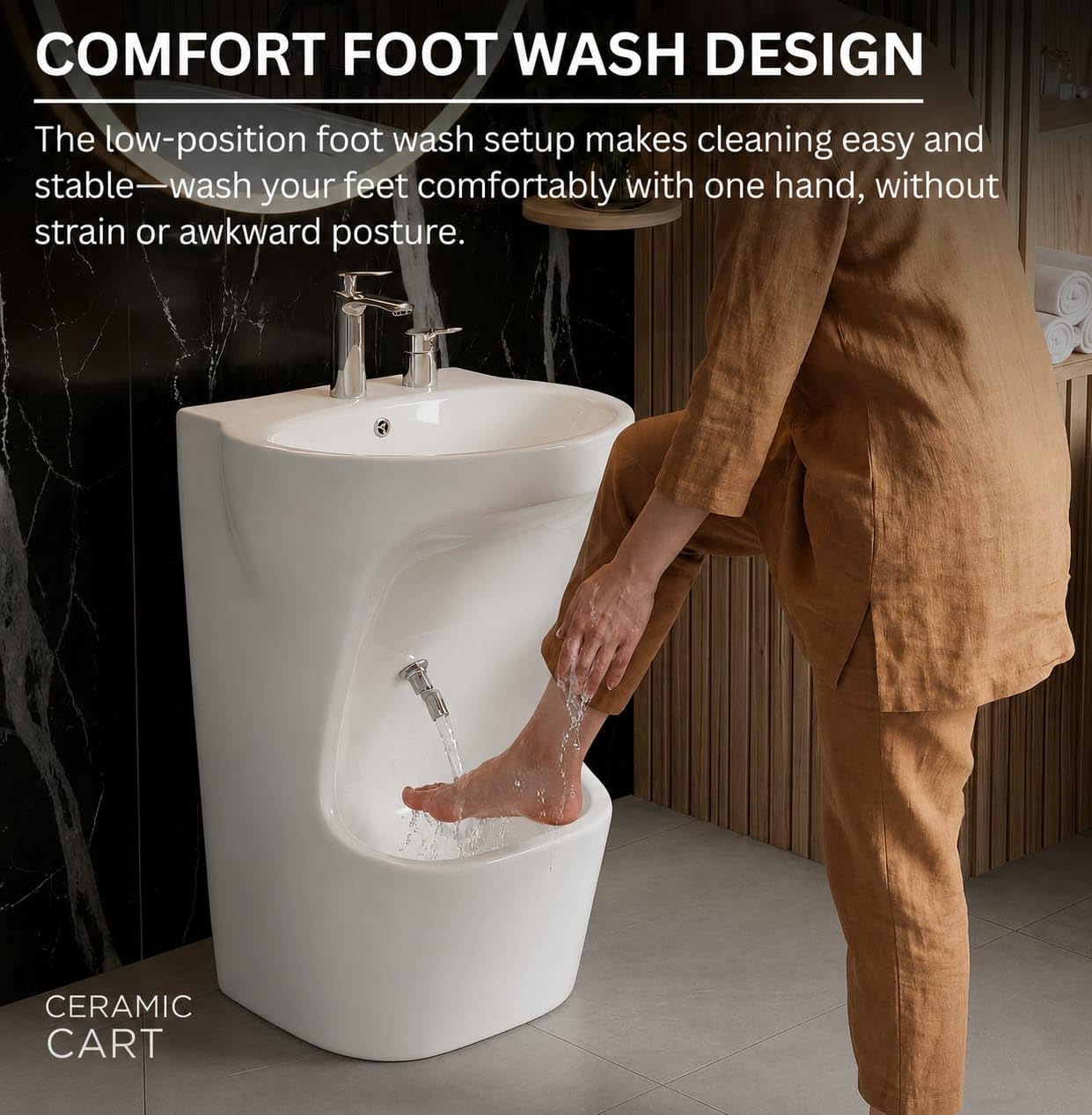 Lavabo Bidet 2en1 Ablutions Wudu Céramique Blanche Commande au Pied – SQES Ariana Menzah 8 Tunisie