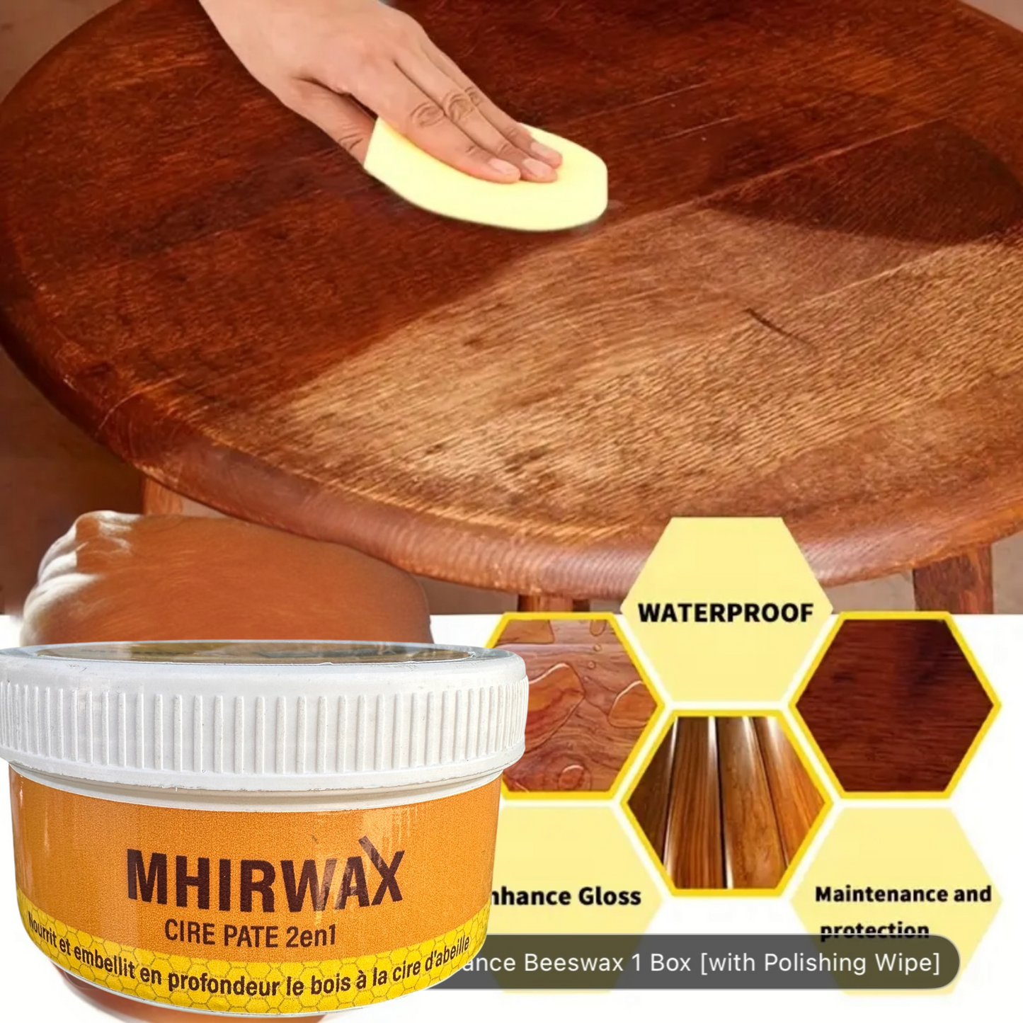 Cire d’Abeille Naturelle en pâte pour Bois 250ml