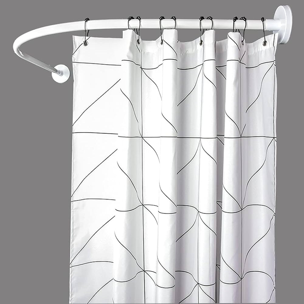 Barre de douche Rond Tringle rideaux universelle Aluminium Blanc 90cmx90cm - SQES
