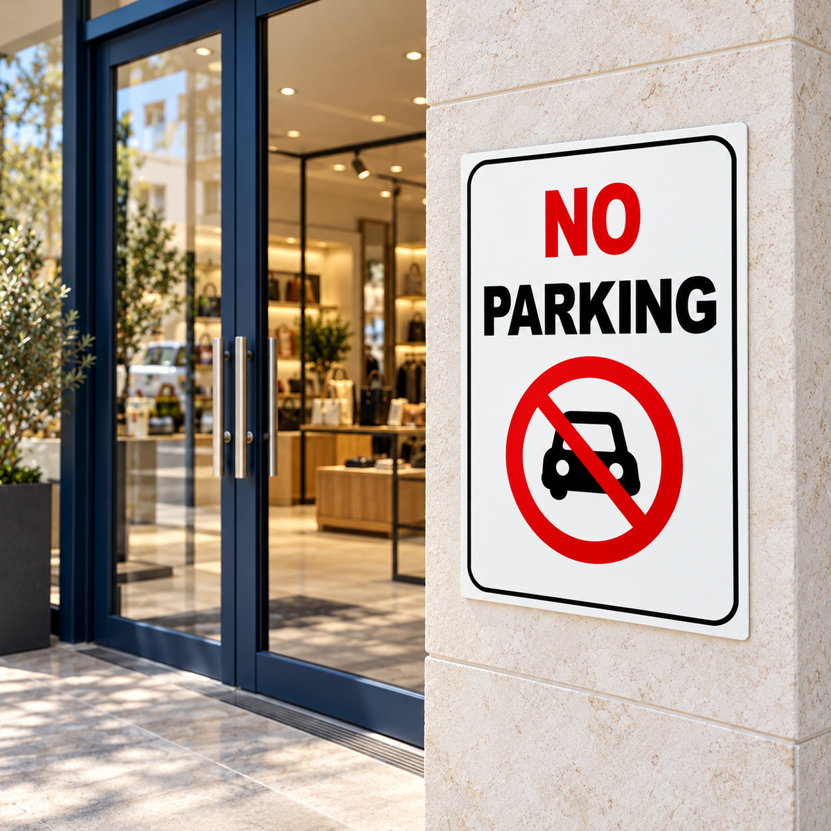 Plaque adhésive NO PARKING – 30 × 20 cm