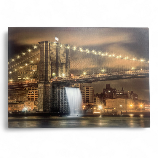 Tableau Lumineux LED 50x70cm Brooklyn Bridge toile textile