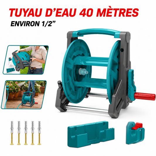 Enrouleur Tuyau Arrosage 40m 1/2" Mural TOTAL THHR40121