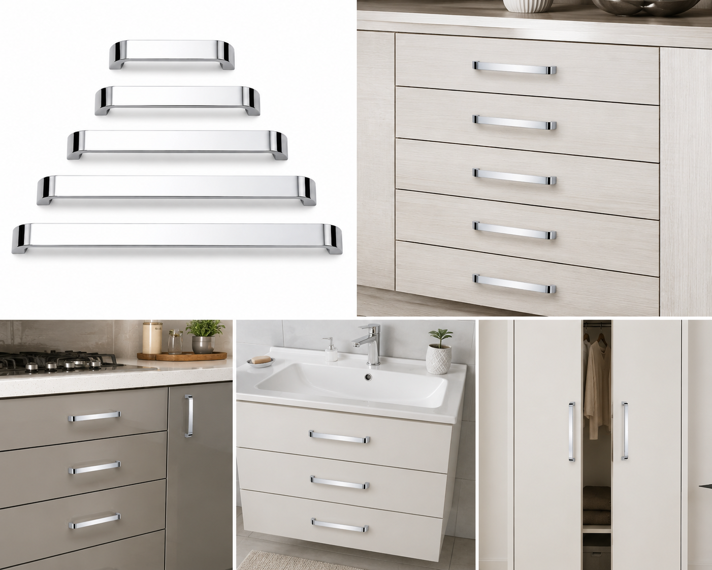 Poignée de Meuble Aluminium Chrome Brillant – Réf E30C