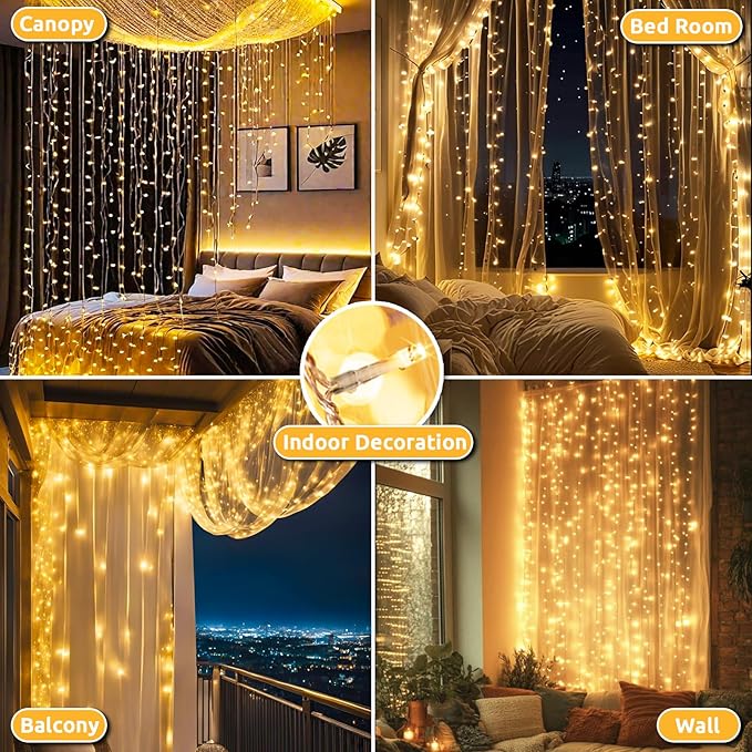 Rideau lumineux Hauteur 3M LED lumière jaune