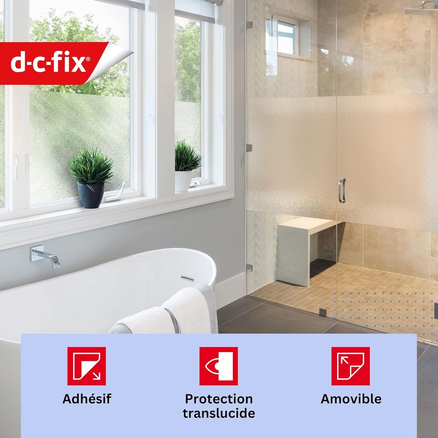 Film adhésif Anti Regard pour cabine de douche - Translucide 2mx60cm - SQES