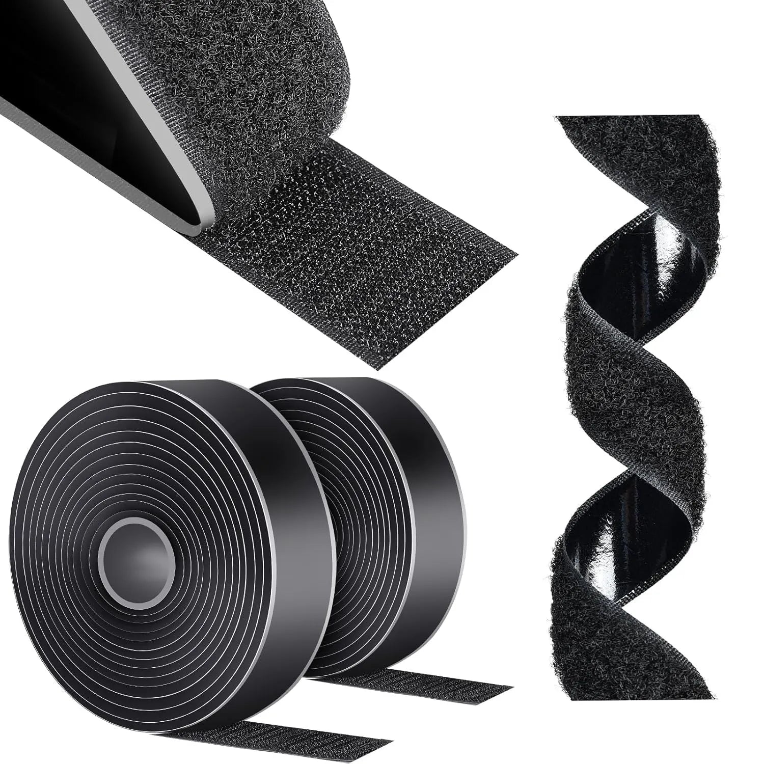 Scratch Autocollant Double Face, Ruban de 100cm x 2cm NOIR - SQES