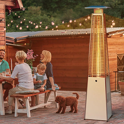 Parasol Chauffant au gaz, Chauffage De Terrasse PATIO Pyramide En Acier Inoxydable H: 213cm - SQES