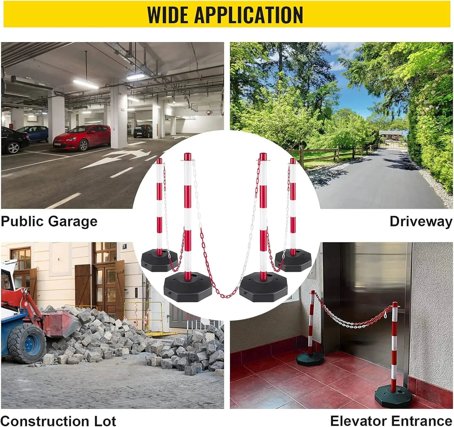 Poteau de signalisation - délimitation chaînes barrière de parking - 90 cm - SQES