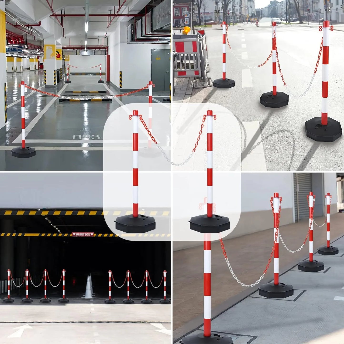 2 Poteau de signalisation - Avec chaine 2M - 90 cm - SQES