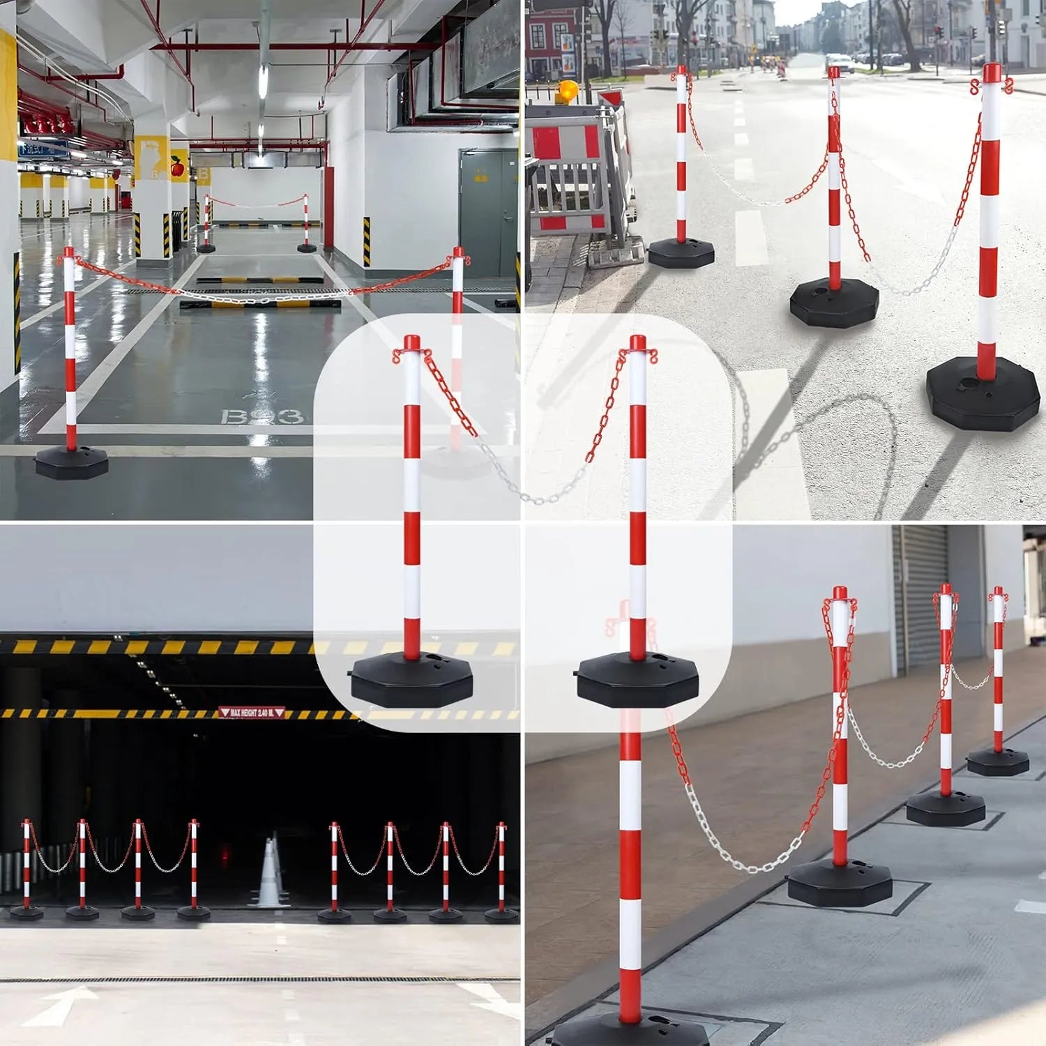 2 Poteau de signalisation - Avec chaine 2M - 90 cm - SQES