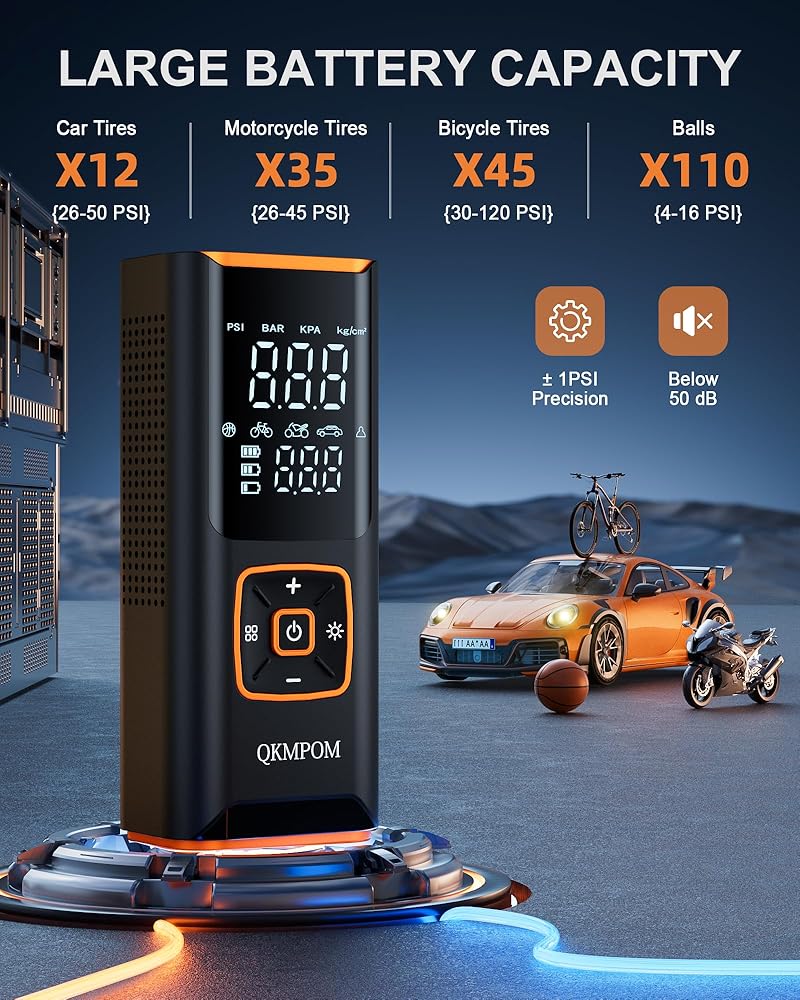 Compresseur Air Portable 180 PSI - Gonfleur Pneu Sans Fil - 50W