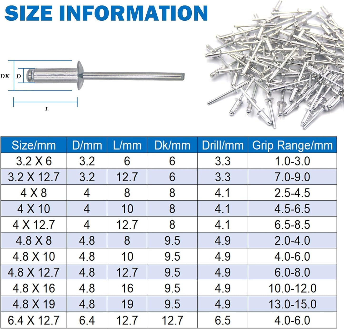Rivet Pop Aluminium GK 12x4.8mm - 500pcs