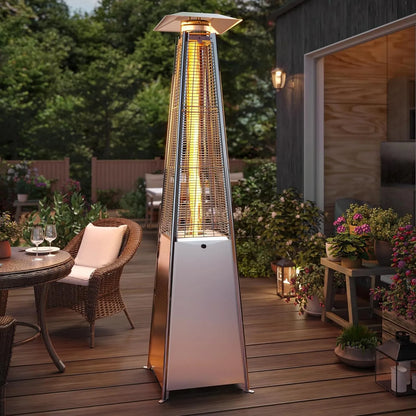 Parasol Chauffant au gaz, Chauffage De Terrasse PATIO Pyramide En Acier Inoxydable H: 213cm - SQES