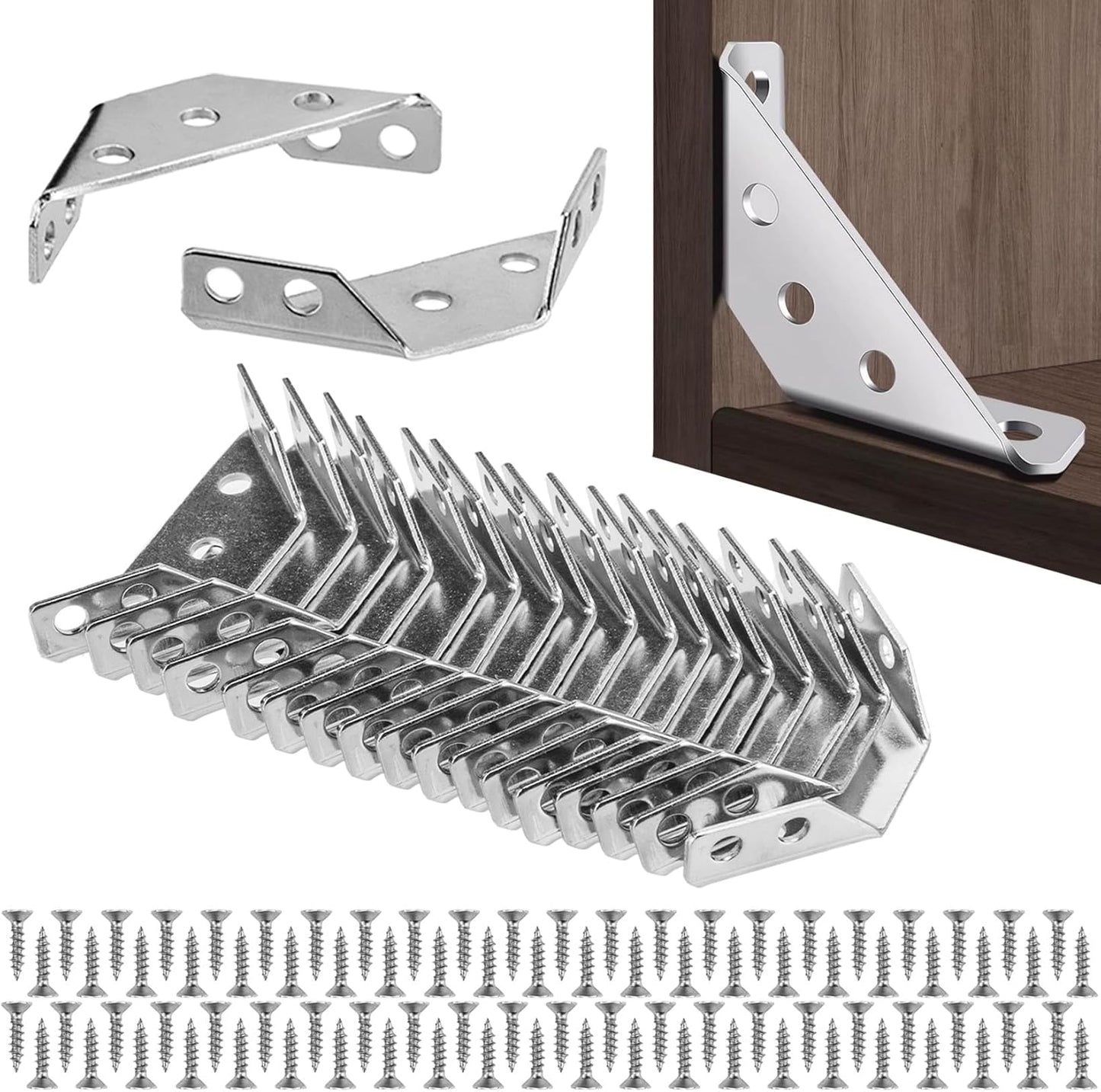 Lot de 12 Connecteurs d'Angle, équerre de réparation en acier