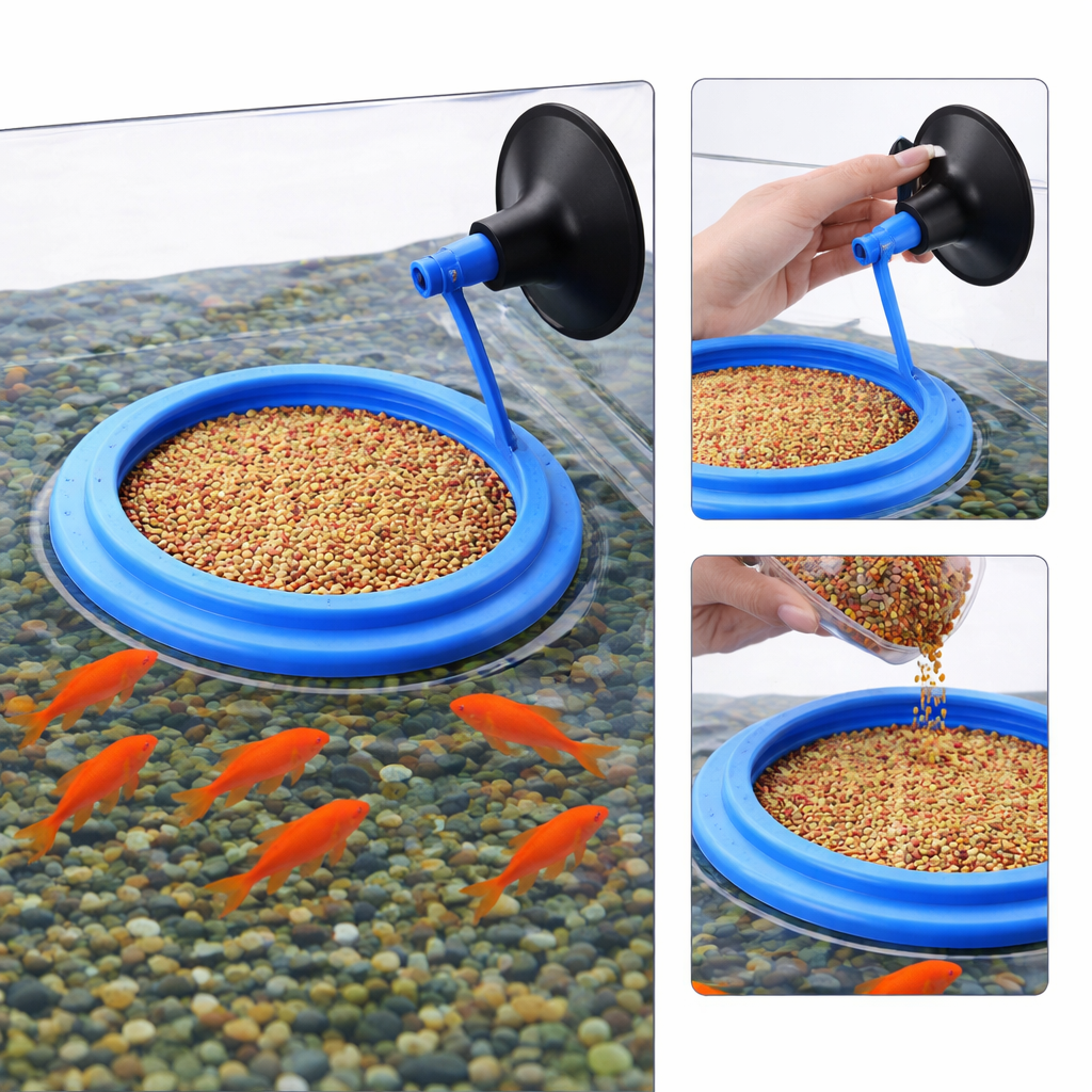 Mangeoire Flottante pour Poisson d'Aquarium avec Ventouse