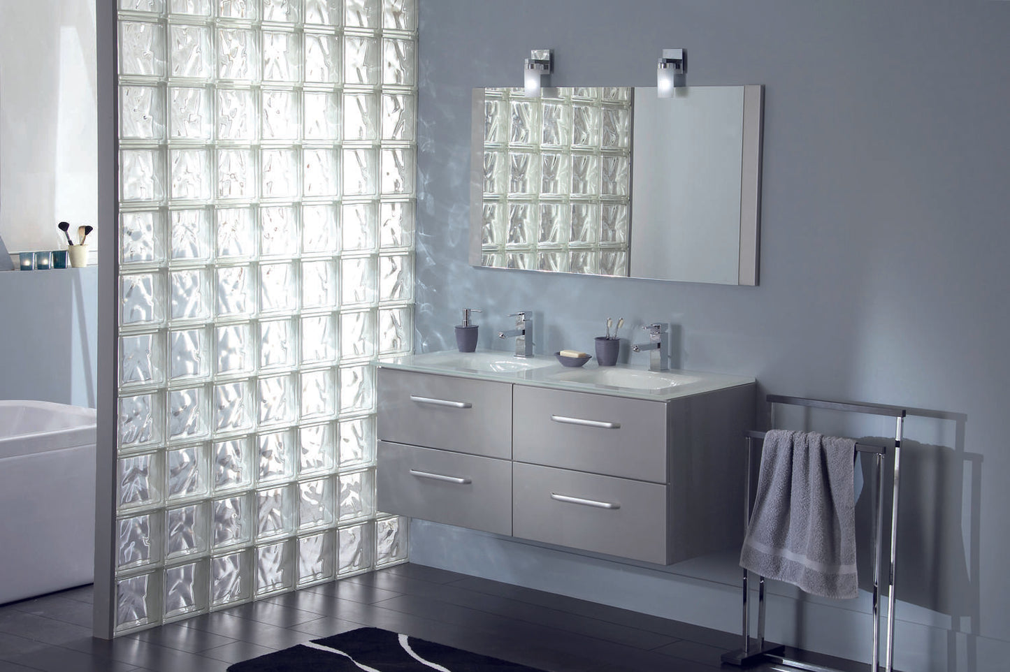 Brique de Verre Cloud 19x19x8cm - Effet Nuage Opaque