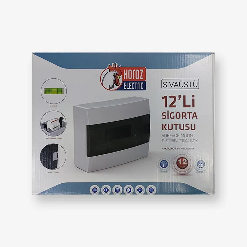 COFFRET APPARENT - 12 MODULES - PORTE FUMÉE - HOROZ ELECTRIC - SQES