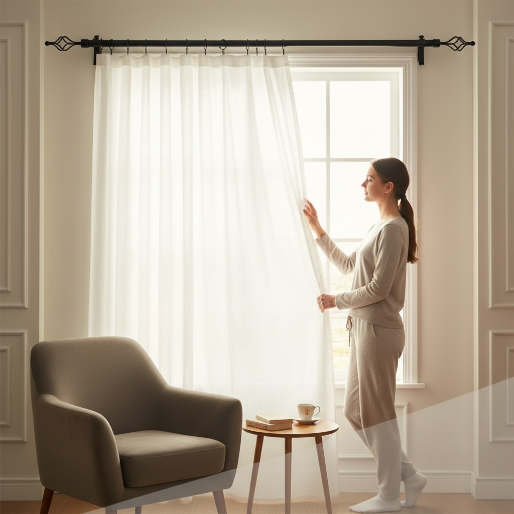 Tringle Tube à Rideau Extensible 1-2m DN28/25 Kit Complet