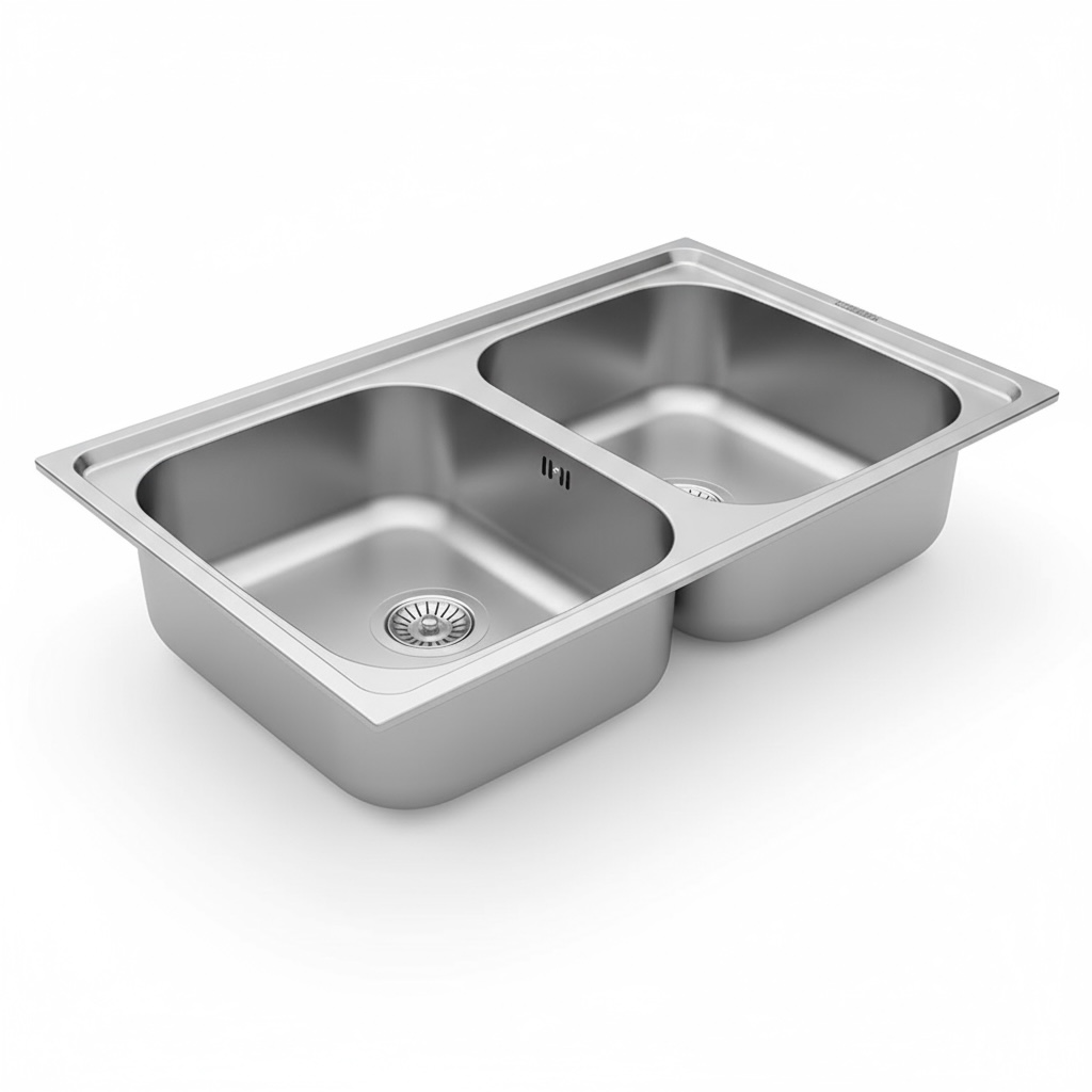 Évier Inox 84x48 cm - 2 Cuves Carrées Encastrables | Banka Sinks