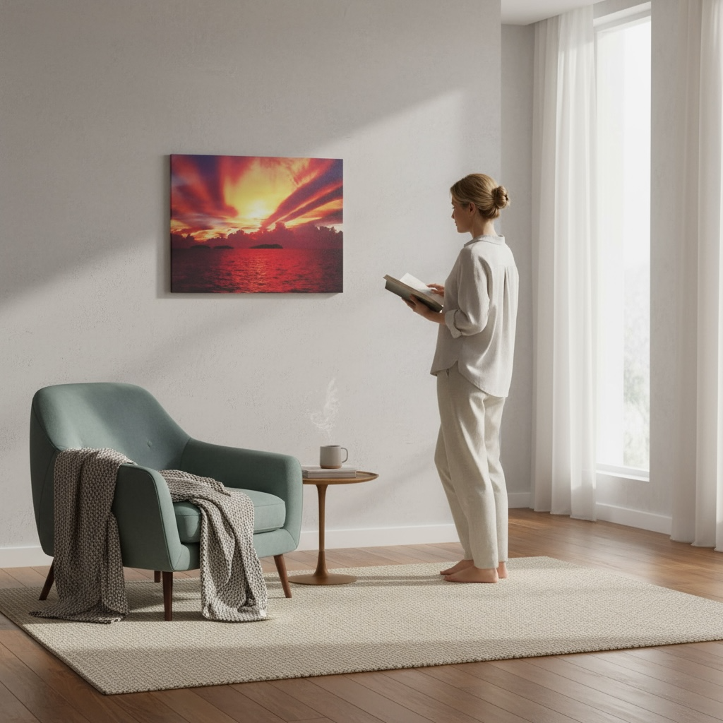 Tableau Coucher de Soleil 50x70cm Toile Textile Haute Qualité