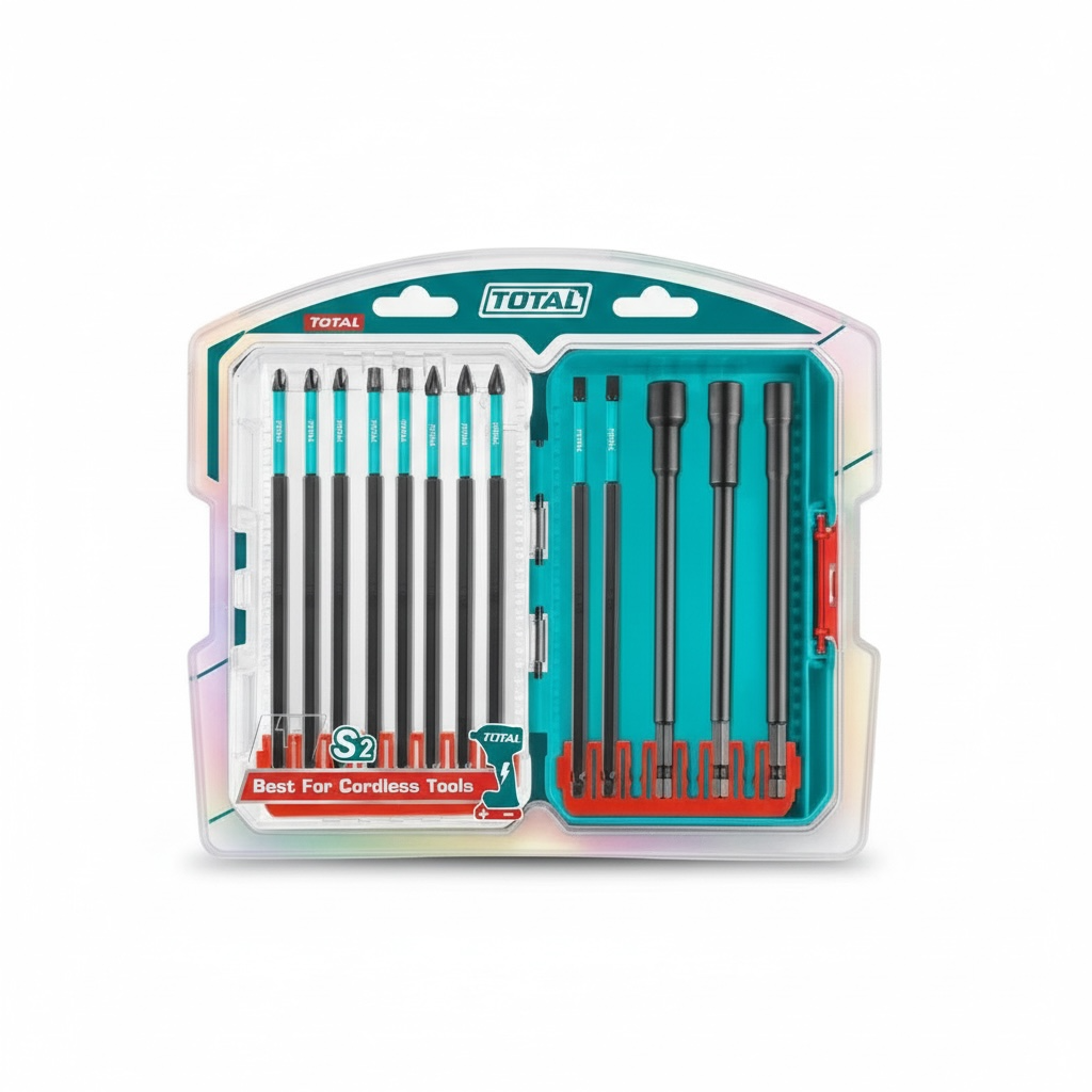 Total JEUX 13 Embouts Longs - 150mm Impact + 3 Douilles Magnétiques