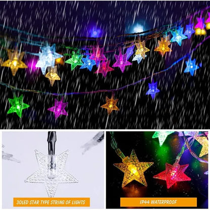 Guirlande lumineuse étoile à 3 piles, 2 m, LED, RGB - SQES