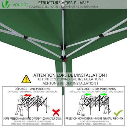 Tonnelle pliante - Tente Parasol - Avec sac de transport - 3x3m - Vert - SQES