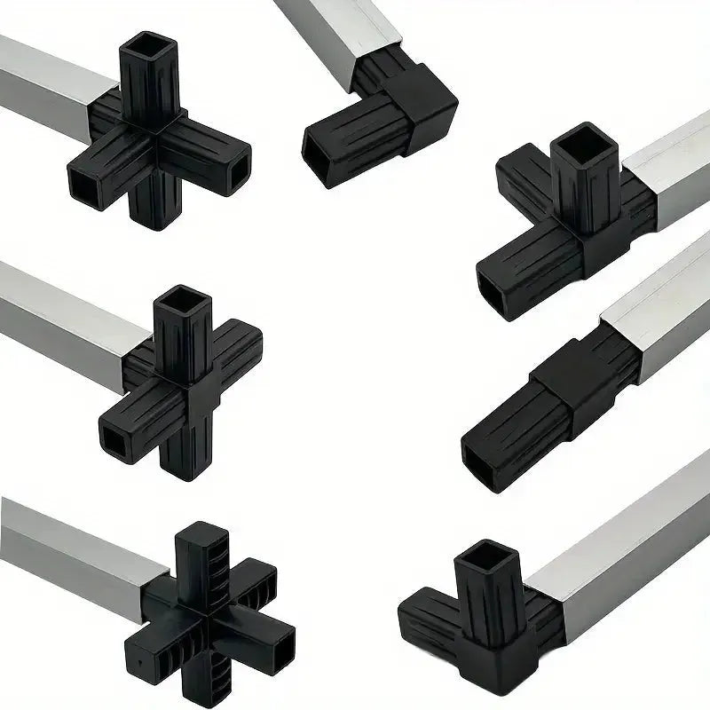 Connecteur de tube carrée 25mm 4 voies Noir - lot 12pcs - SQES