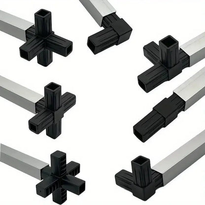 Connecteur de tube carrée 25mm 4 voies Noir - lot 12pcs - SQES