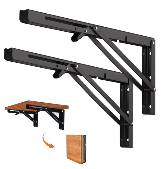 Support Étagère Pliante Noir en Inox – Pack de 2 Consoles - 19 CM