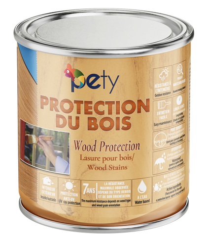Protection du Bois Pety - Lasure 3 en 1 Base Eau - 7 Ans Protection