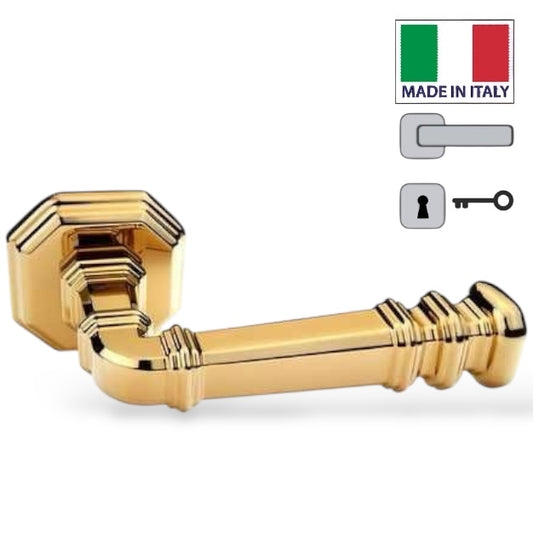 Poignées de porte à rosace carré - OR - brillant - pt ( 2pcs ) - SQES