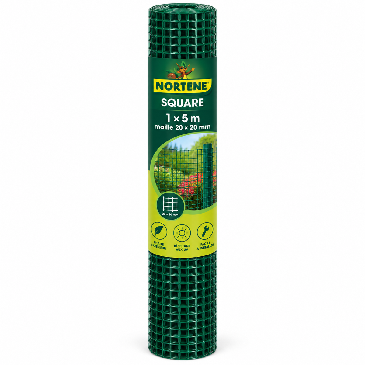 Grillage Plastique Carré NORTENE SQUARE – 1 × 5 m, Maille 20 × 20 mm