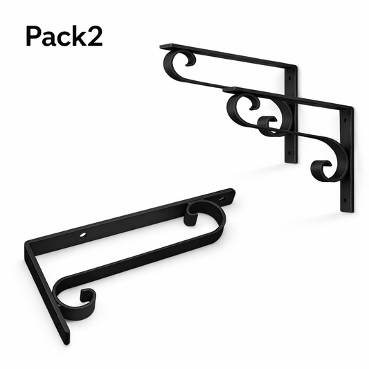Support Étagère Fer Forgé Noir – Pack 2