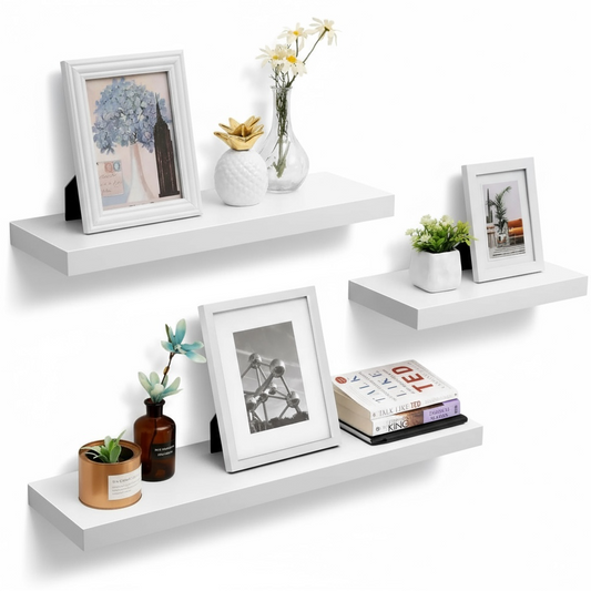 Lot de 3 étagères flottantes blanches (60cm, 75cm, 100cm)