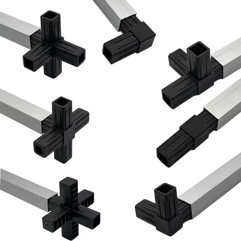 Connecteur de tube carrée 25mm 4 voies Noir - lot 12pcs - SQES