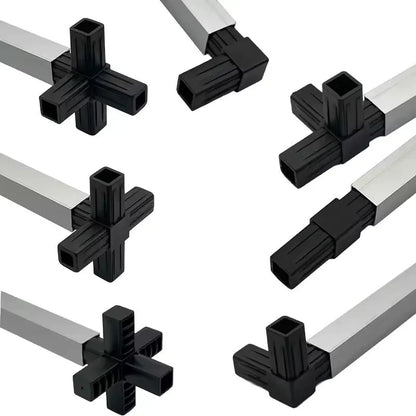Connecteur de tube carrée 25mm 4 voies Noir - lot 12pcs - SQES