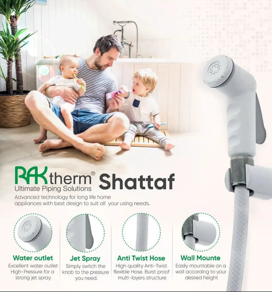 Kit flexible de toilette avec douchette et support, blanc - SQES