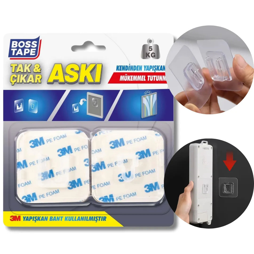 BOSS TAPE Accroche tout a clipser autoadhésif 3M - SQES