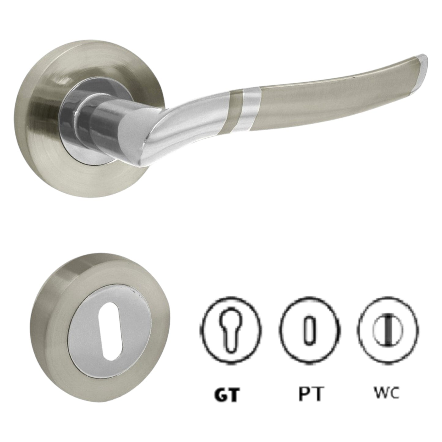 Poignée de porte satiné avec Rosace ATLANTIS