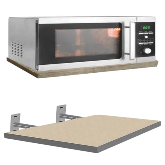 Support micro-ondes flottant avec fixation invisible 50cm/40cm/4cm bois stratifié blanc - SQES