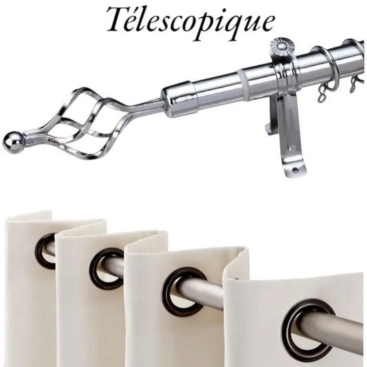 Tringle Extensible pour Rideau en Acier – Ø25 mm - Chrome - SQES