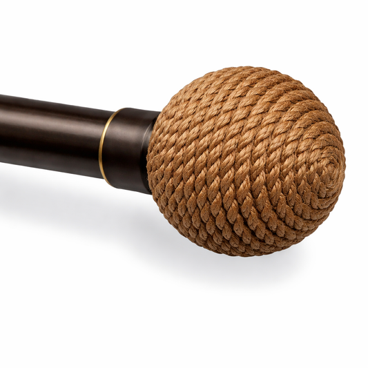 Embout boule tressé pour barre à rideau métal Bronzée Ø25mm (2pcs)