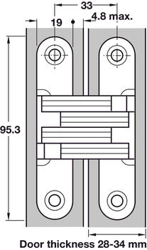 Charnière Cachée 180° pour Porte d'Armoire