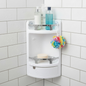Étagère d'Angle Salle de Bain Blanc Chromé Grand Modèle
