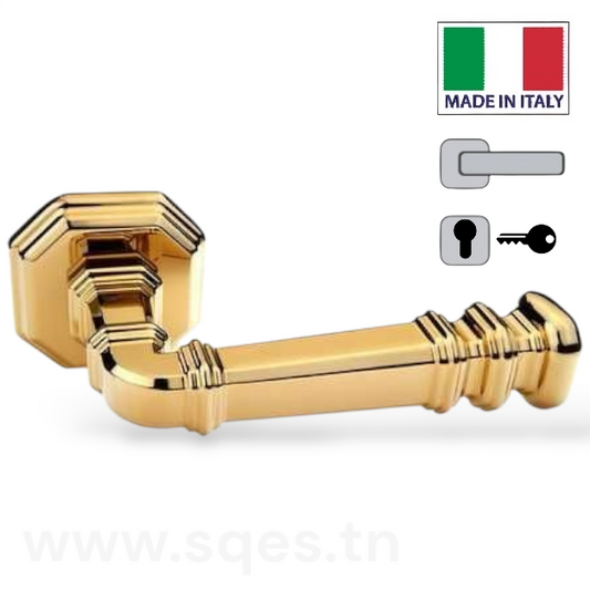Poignées de porte à rosace carré - OR - brillant - Gt ( 2pcs ) - SQES
