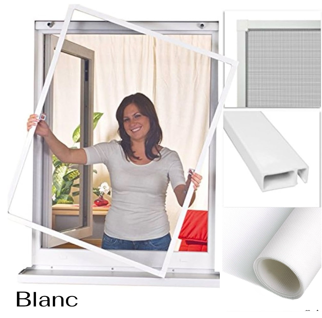 Moustiquaire pour fenêtres avec cadre en PVC 130 x 150 cm